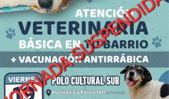 POR CUESTIONES CLIMTICAS, SE SUSPENDE LA JORNADA DE ZOONOSIS EN POLO CULTURAL SUR
